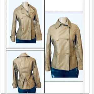 - Talbots trench coat  waist length Tan Khaki Color Light Weight Button size XS